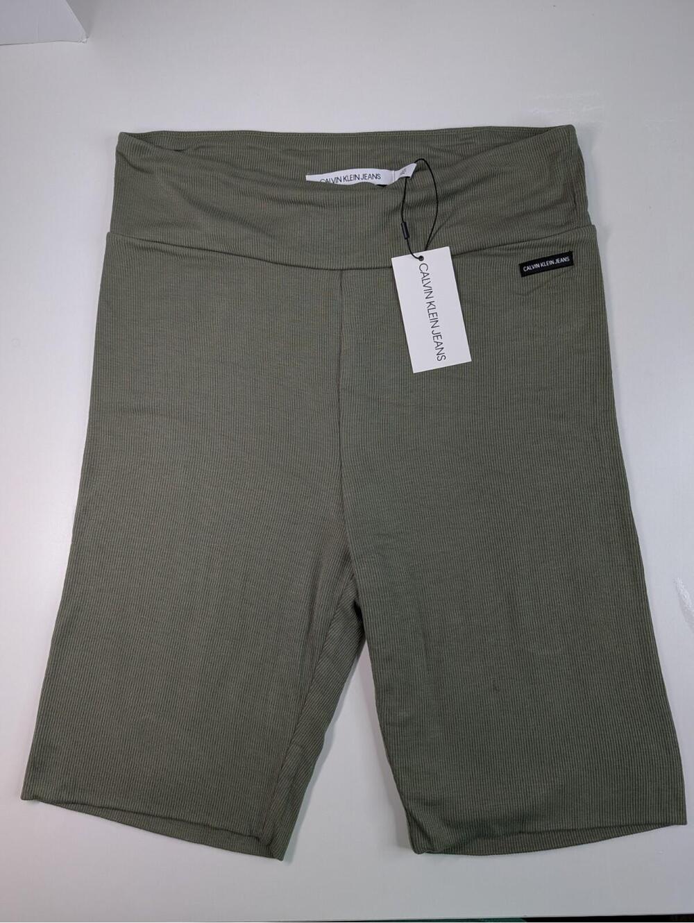 Calvin Klein Jeans NWT Ribbed Biker Shorts Womens Large Grey CJ0S8027